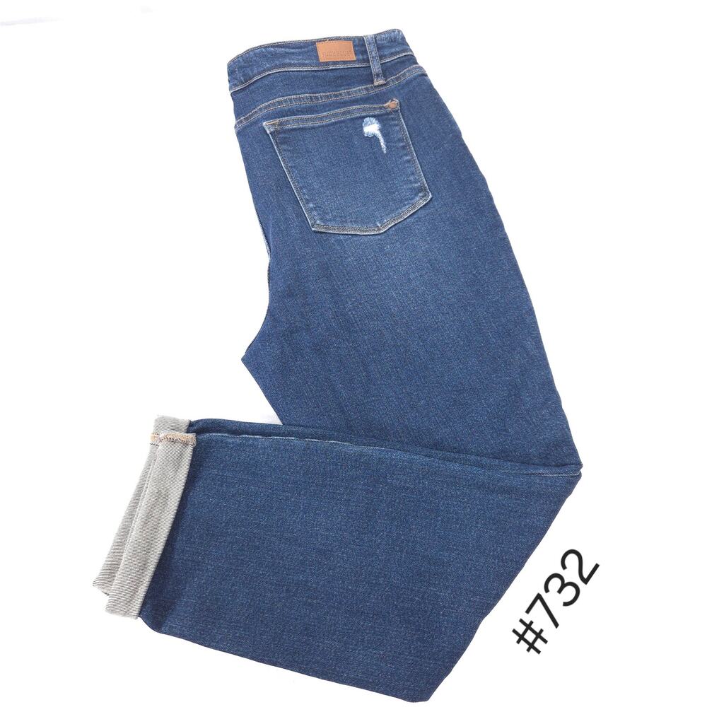 Judy Blue Boyfriend Fit Button Zip Medium Wash Denim Jeans Women Size 15/32 Blue